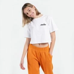 Προϋπολογισμός ❤️ T-shirts | Μπλούζα κοντό μανίκι Ellesse Claudine Γυναικείο Crop Top WHITE ⭐ -Φτηνός Ellesse Κατάστημα ellesse claudine crop t shirt mplouza gunaikeio 2