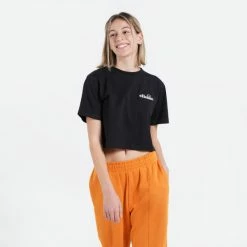 Καλύτερη πώληση 👏 T-shirts | Μπλούζα κοντό μανίκι Ellesse Claudine Γυναικείο Crop Top BLACK 🎉 -Φτηνός Ellesse Κατάστημα ellesse claudine crop t shirt mplouza gunaikeio 5