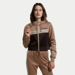 Ολοκαίνουργιο 👍 Ζακέτες Ellesse Dianala Crop Track Top Μπλουζα Γυναικειο LIGHT BROWN ✨